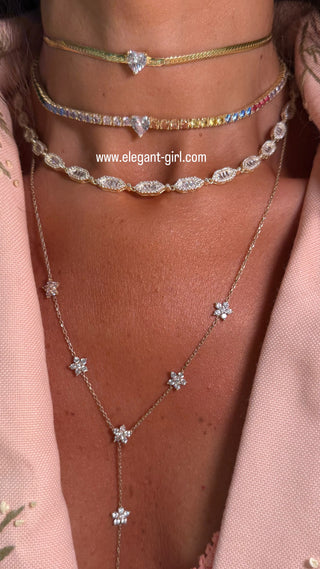 RAINBOW TENNIS HEART CHOKER