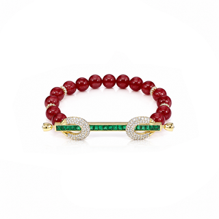 THE POWER RED AGATE X GREEN BAGUETTE BRACELET