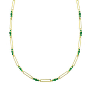 LONG LINK WITH GREEN SOLITAIRE STONES NECKLACE