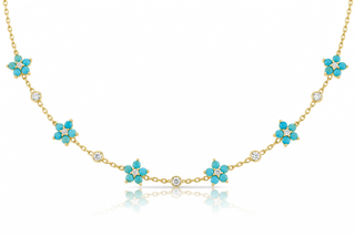 TURQUOISE FLOWERS CHOKER
