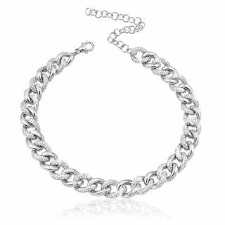 SILVER FULL CUBAN DIAMOND CHOKER - ELEGANT GIRLS