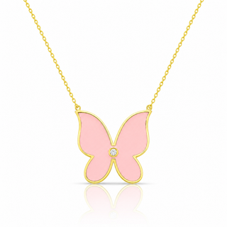 PINK BUTTERFLY NECKLACE - ELEGANT GIRLS