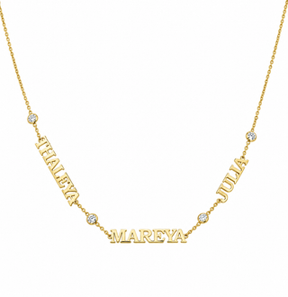 MULTI NAMES WITH STONE BETWEEN CHOKER