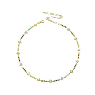 RAINBOW SOLITAIRES WITH STARS CHOKER