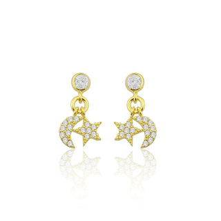MINI MOON STAR SOLITAIRE EARRING
