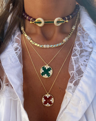 THE POWER RED AGATE X GREEN BAGUETTE CHOKER