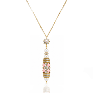 IMPERIAL WHITE PEARLS PINK NECKLACE - ELEGANT GIRLS