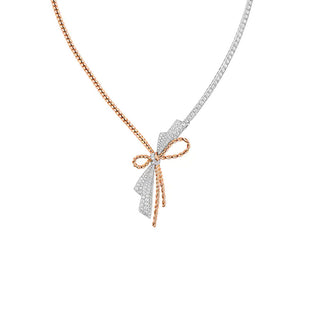 THE LUXURY ROSE SILVER TENNIS BOW NECKLACE