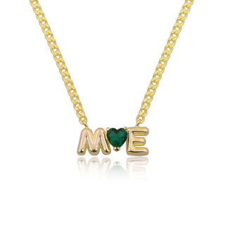 TWO 3D LETTER HEART NECKLACE