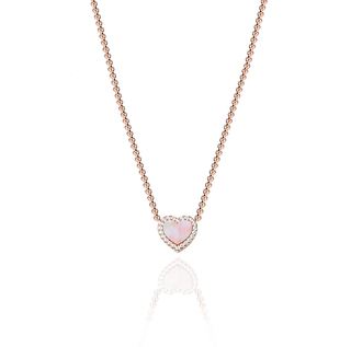 PINK MOTHER OF PEARL HEART NECKLACE