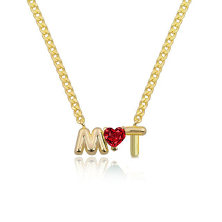 TWO 3D LETTER HEART NECKLACE