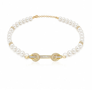 THE POWER PEARLS BAGUETTE CHOKER GOLD - ELEGANT GIRLS