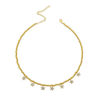 GOLD MIAMI FLOWERS BEADS NECKLACE