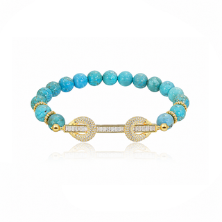 THE POWER GOLD TURQUOISE  BAGUETTE BRACELET - ELEGANT GIRLS