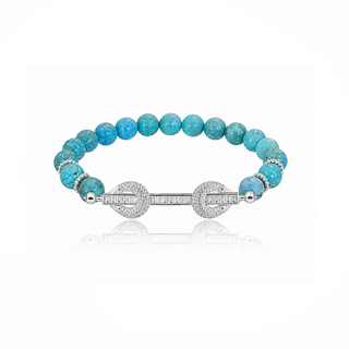 THE POWER SILVER TURQUOISE  BAGUETTE BRACELET