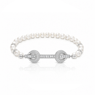 THE POWER PEARLS SILVER BAGUETTE BRACELET