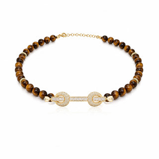 THE POWER TIGER EYE BAGUETTE CHOKER - ELEGANT GIRLS
