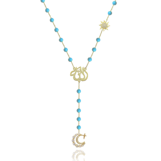 COLORS STONE SUN MOON ALLAH LONG NECKLACE