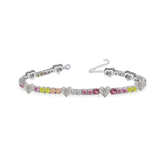 THE PINK DIAMOND SHADE  WITH WHITE HEARTS TENNIS BRACELET