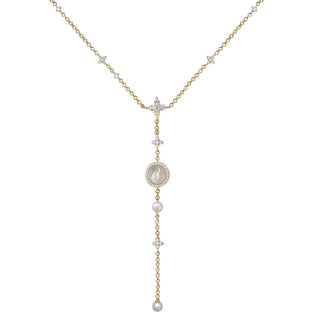 GOLD DIAMOND MOTHER OF PEARL NECKLACE