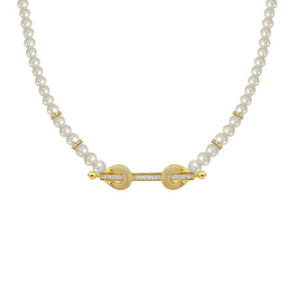 THE POWER PEARLS BAGUETTE CHOKER GOLD