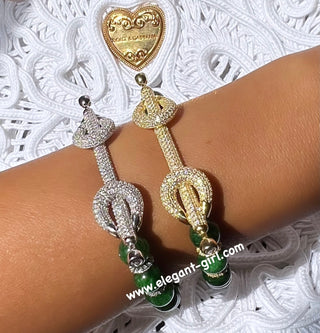 GOLD NATURAL STONES ELASTIC BAGUETTE BRACELET