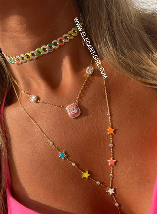 LONG NEON STARS NECKLACE