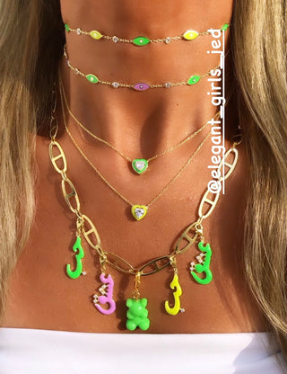 CANDY NEON YELLOW HEART NECKLACE