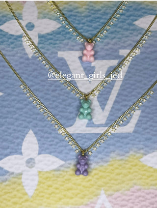 DIAMOND STARS WITH TIFFANY GUMMY BEAR NECKLACE