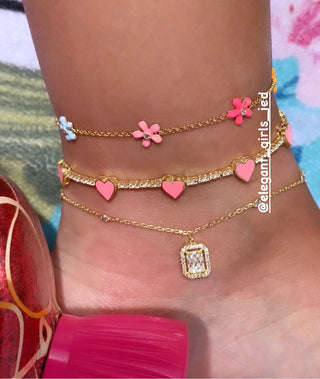 ONE EMERALD CUT STONE ANKLET
