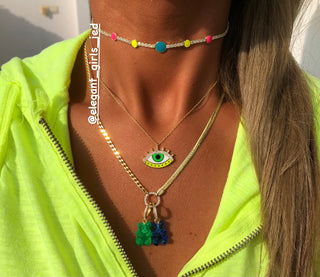 All the eyes on u neon green  necklace
