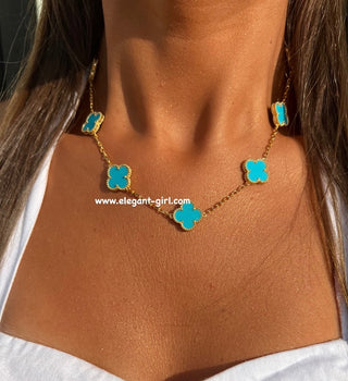 TURQUOISE TEN FLOWER NECKLACE
