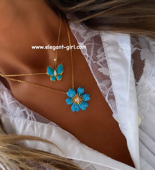 NEW TURQUOISE FLOWER NECKLACE