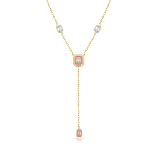 HOT PINK EMERALD CUT DOUBLE NECKLACE