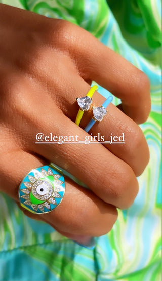 NEON YELLOW WITH HEART SOLITAIRE RING