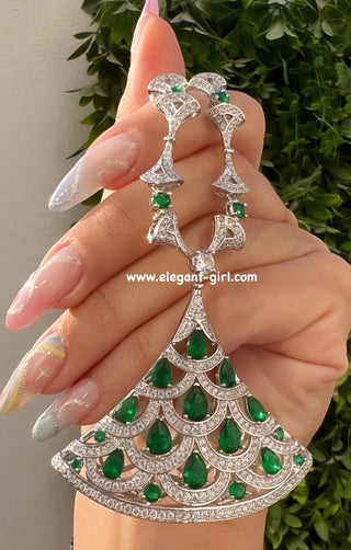 LUXURY GREEN EMERALD DIVA ROMA LONG NECKLACE