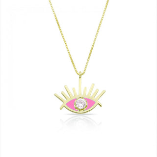 PINK SOLITAIRE EYES NECKLACE