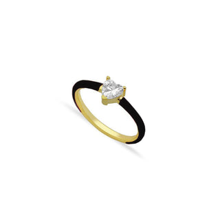 BLACK HEART SOLITAIRE RING