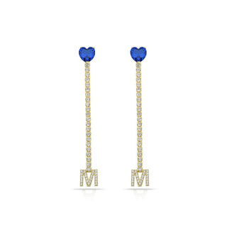 LETTER WITH HEART TENNIS EARRING