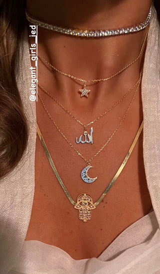 LAYERS STAR ALLAH MOON NECKLACE BLUE