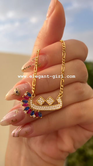 SPECIAL ARABIC LETTERS SAPPHIRE X RUBY MARQUISE NECKLACE