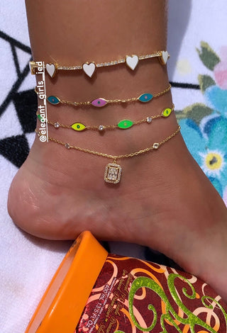 PURPLE X TURQUOISE EYES ANKLET