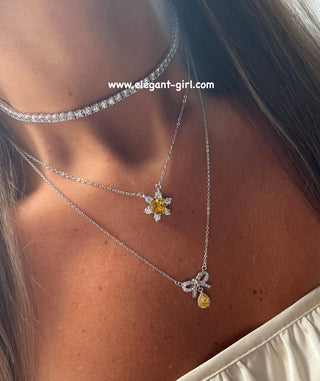 YELLOW MARQUISE BOW NECKLACE