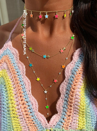 LONG NEON STARS NECKLACE
