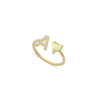 LETTER WITH HEART RING