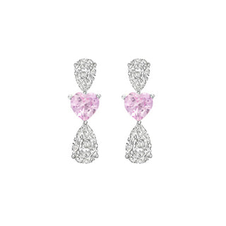 PINK SOLITAIRE OVAL HEART EARRING