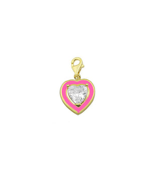 HOT PINK HEART SOLITAIRE CHARM