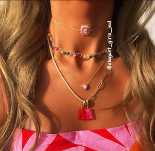CANDY NEON PINK HEART NECKLACE