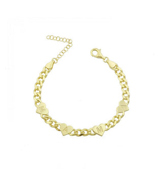 CUBAN WITH HEARTS LETTER BRACELET - ELEGANT GIRLS