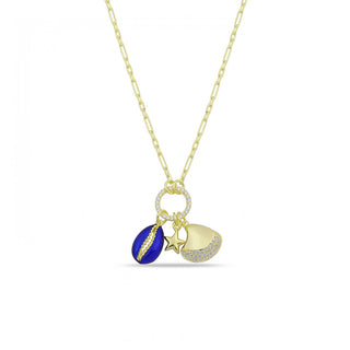 NAVY BLUE SHELL CHARMS NECKLACE